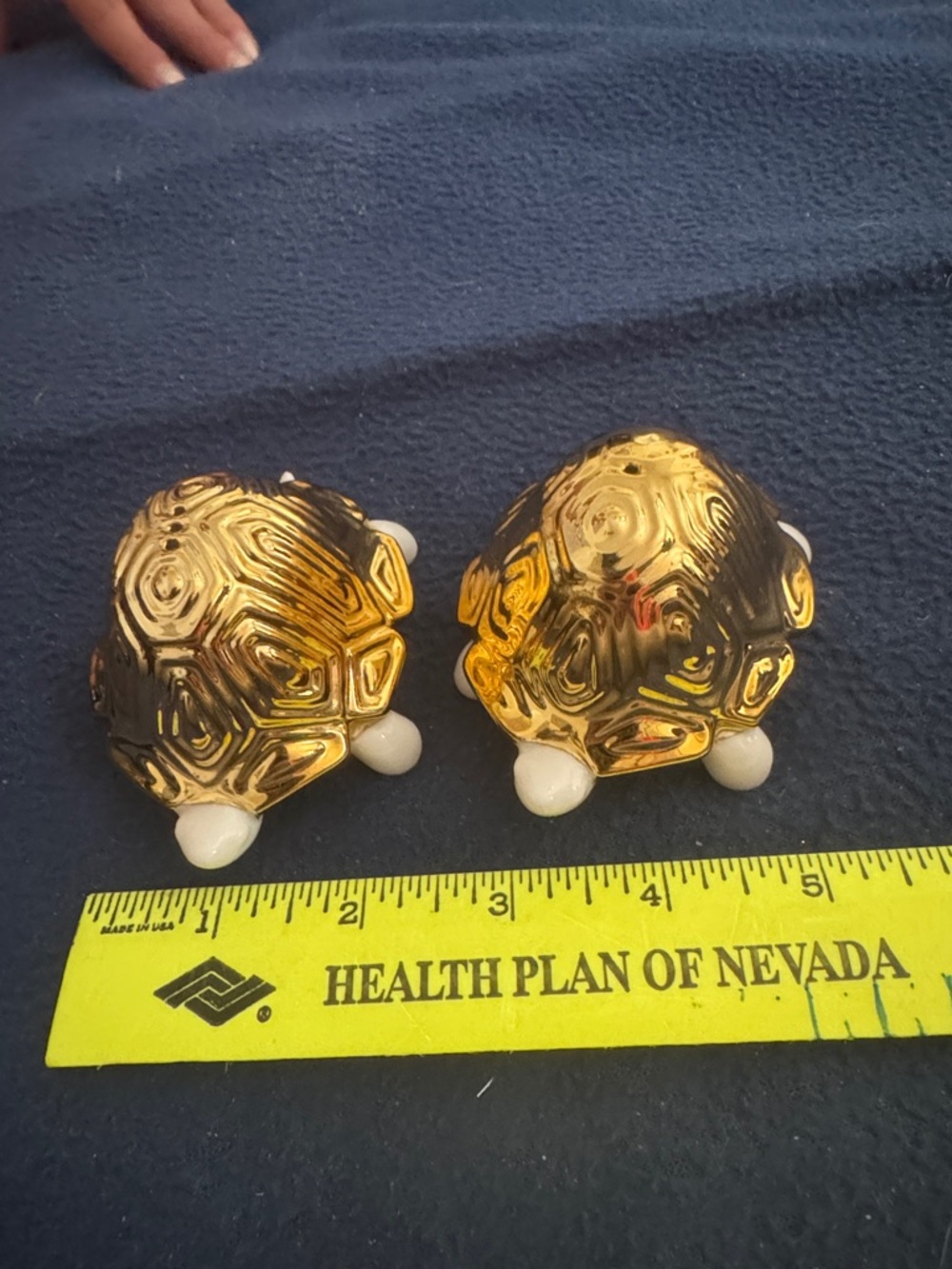 Gold & White Ceramic Turtle Salt and Pepper Shakers